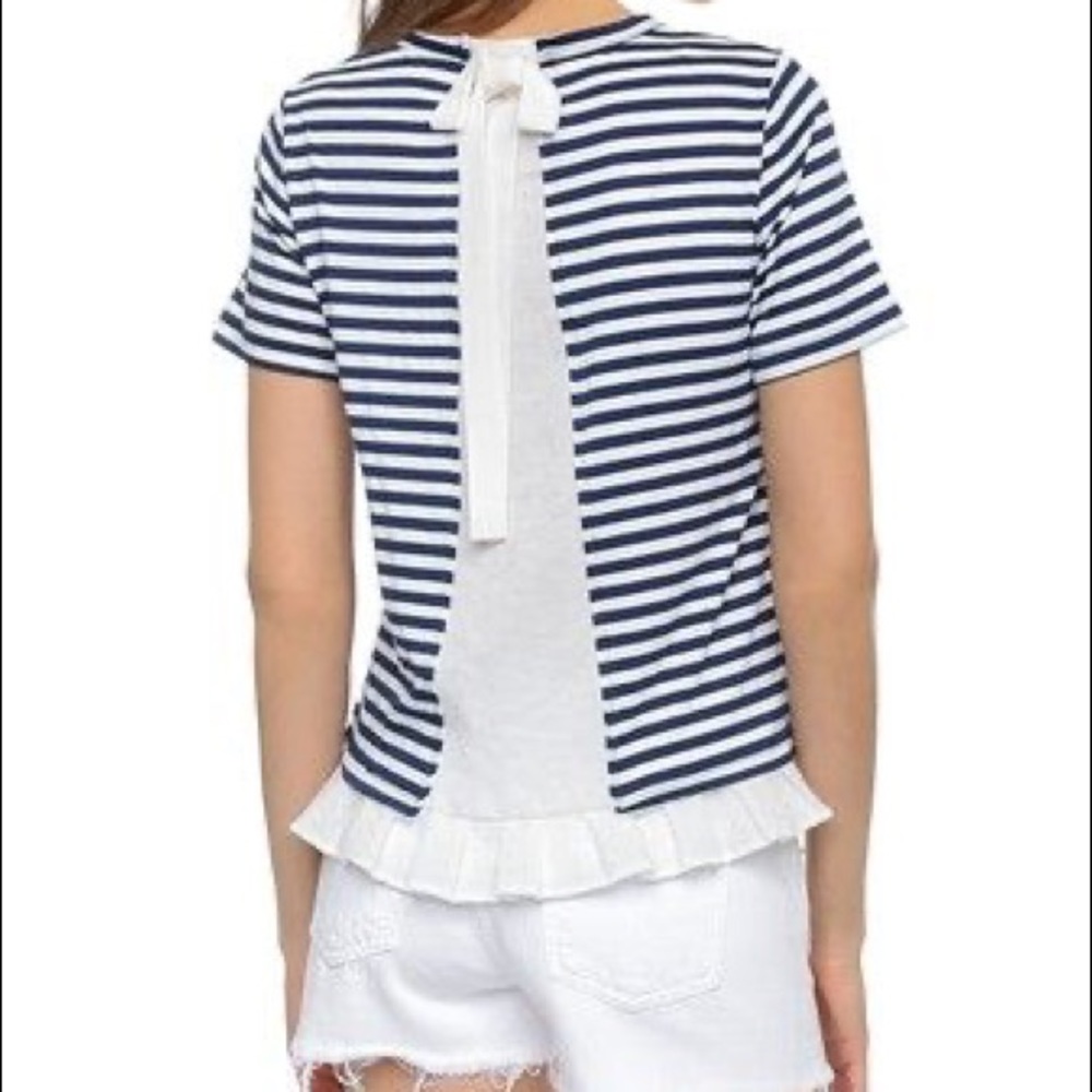 Clu Too Tie Back Ruffled Stripe Top